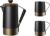 DHPO Koffie Set Duke – Zwart – H20 x Ø10 – Hooggebakken Keramiek – RVS – Dubbelwandig – Druppelloze tuit – Verse Koffiemaker – Cafetiere – Percolator – Zet 3 kopjes verse koffie…