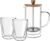 Florina Malachit dubbelwandige french press / cafetiere met 2 dubbelwandige glazen – Set van 3 – Vaatwasserbestendig – Gehard glas
