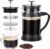 Navaris RVS French press koffiezetapparaat – Cafetière 1 L – Borosilicaatglas en roestvrij staal – Voor koffie en thee – 15,8 x 11 x 21 cm – Bruin